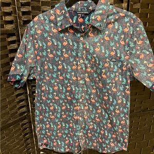 Simply Southern Tropical Flamingo Button-Down Shirt